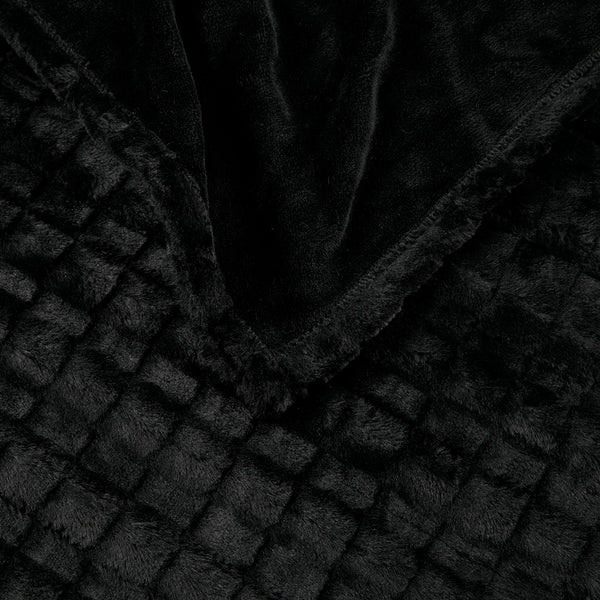 English Elm 1 Luxurious 50X70" Oversized Faux Fur Heated Throw Blanket - Black, Soft Texture For Ultimate Comfort B035P319578