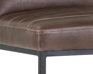 Sunpan Spyros Modern Barstool with Channel Tufting and Sleek Black Powder-Coated Steel Frame for Stylish Spaces Havana Dark Brown