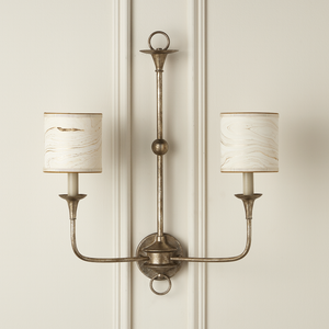 Marble Artisanal Drum Chandelier Shade - Handmade Contemporary Design with Grosgrain Ribbon Accents