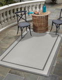 Unique Loom Outdoor Border Border Machine Made Border Rug Gray, Gray/Silver 5' 3" x 8' 0"