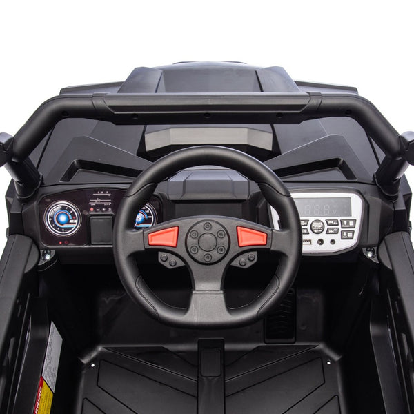 English Elm 24v 400w Kids Electric Utv Ride on with Remote Bluetooth Led Suspension Cockpit Black W1578P284295