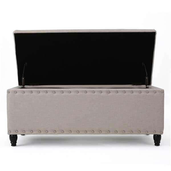 English Elm Christopher Knight Home® - STORAGE Ottoman Bench with Lift-Top Hidden Compartment, Upholstered Fabric, Modern Entryway Seating Wheat 60581.00CRM
