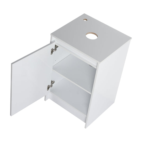 English Elm 20" Freestanding Bathroom Cabinet Glossy White Plywood Vanity with Soft-Close Doors & Top Board, Compact Luxury W999P312110