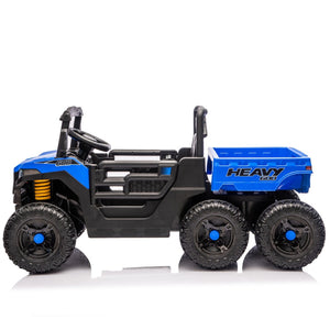 English Elm 24v 400w Six Wheel Kids Electric Dump Truck 4wd Remote Control Ride on Toy Blue W1578P353179