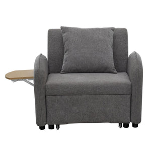 English Elm Convertible Single Chair Bed with Foldable Computer Desk, USB Charging, 3-in-1 Recliner to Bed Comfort Gray W2941P325532