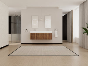 English Elm 60 Inch Wall-Mounted Bathroom Vanity With Double Resin Sink, Modern Design & Ample Storage Space W999S00250