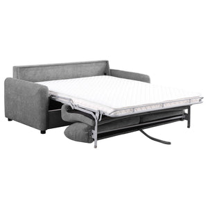 English Elm Welker Grey Upholstered Sleeper Sofa with Memory Foam Queen Mattress, Modern Convertible Sofa for Guests, Family Rooms B062P375528