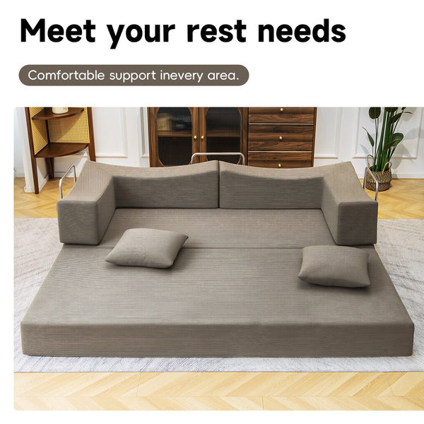 English Elm 2-In-1 Convertible Modular Sofa Bed With Memory Foam - Stylish Khaki Couch, No Assembly Needed! W3653P355640