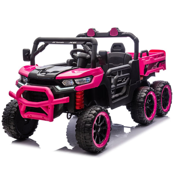 English Elm 24v Two Seat Kids Electric Dump Truck Six Wheel 4wd Utv with Parental Remote Pink W1578P268990