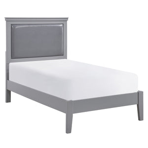 English Elm Classic Gray Twin Panel Bed With Upholstered Headboard - Stylish Wooden Bedroom Furniture Set 1Pc B011S01322