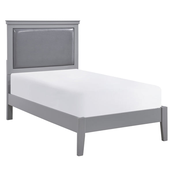English Elm Classic Gray Twin Panel Bed With Upholstered Headboard - Stylish Wooden Bedroom Furniture Set 1Pc B011S01322