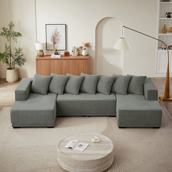 English Elm Chenille U-Shaped Modular Sectional Sofa – Cloud Couch With Luxurious Chenille Fabric For Cozy Living Spaces W2339S00017