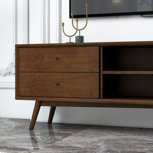 English Elm Ashcroft Furniture - Caroline Mid-Century Walnut TV Stand for Up to 72" Screens — Solid Wood Low-Profile Media Console Brown,Dark Brown B183P231968
