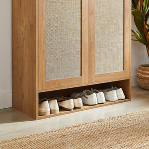 English Elm Rattan Door Shoe Cabinet Six Tier Adjustable Shelving Entryway Storage Organizer Caramel W1820P399463