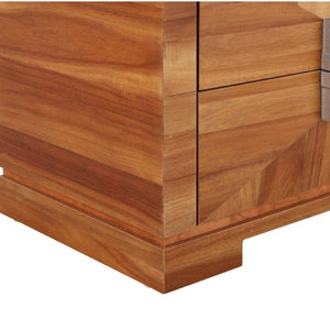 English Elm Mid-century Modern Nightstand with Diamond Geometric Drawers and Heavy Duty Wood Base Light Brown N761P324094M