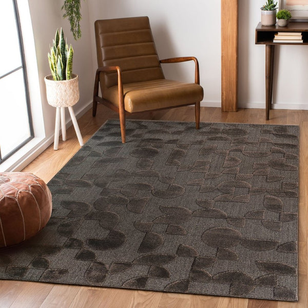 English Elm Step Collection Geometric Arch High-low Polypropylene Rug for Living Rooms B189P448793