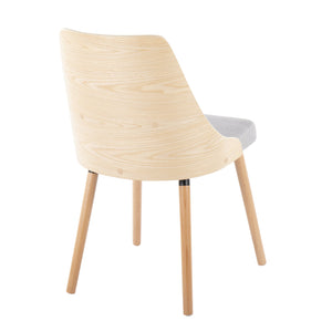 English Elm Anabelle Mid-Century Dining Chair Set of 2 – Natural Bent Wood Frame, Grey Padded Woven Upholstery, Stylish Comfort B202P223417