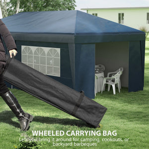 English Elm Outsunny 10' X 19.5' Pop Up Canopy Tent With Sidewalls & Doors, Adjustable Height, Portable Design W2225P174166-GIGA