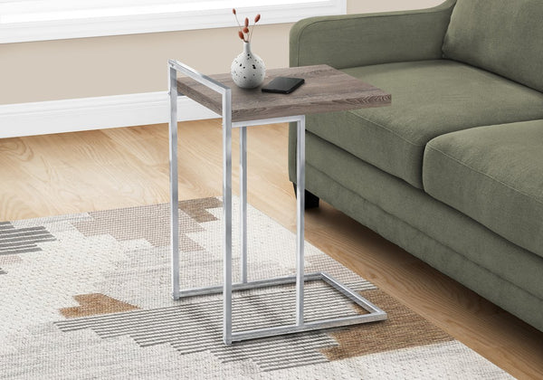 English Elm Accent Table - Contemporary C-Shaped Side Table With Chrome Base For Living Room & Bedroom Use B2710P219377