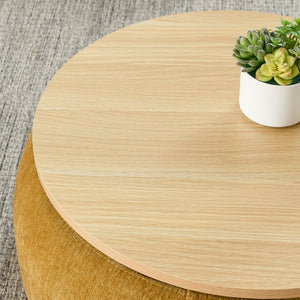 English Elm Round Storage Ottoman with Removable Top and Hidden Compartment, Eucalyptus Frame, 250lb Capacity Dark yellow W487P165700