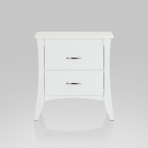 English Elm Babb White Finish Accent Table with 2 Drawers, Tapered Legs, Wooden Frame, Modern Nightstand B2726P288771