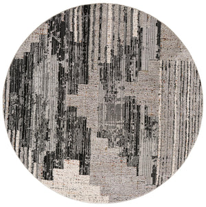 Unique Loom Cherokee Henderson Machine Made Geometric Rug Fossil Gray, Black/Ivory/Gray 7' 1" x 7' 1"