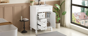 English Elm 24" Bathroom Vanity With Ceramic Sink - Elegant Modern Design, 2 Soft-Close Drawers, Adjustable Shelf N710P318990K
