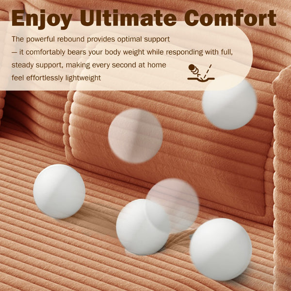 English Elm Modern Corduroy Floor Sofa Foldable Twin Sleeper Foam Filled for Compact Living Spaces Orange W1885P435362