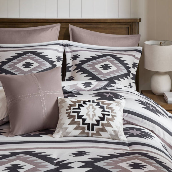 English Elm 8-piece King Comforter Set Herringbone Weave Embroidered Bedding with Euro Shams B035P482959