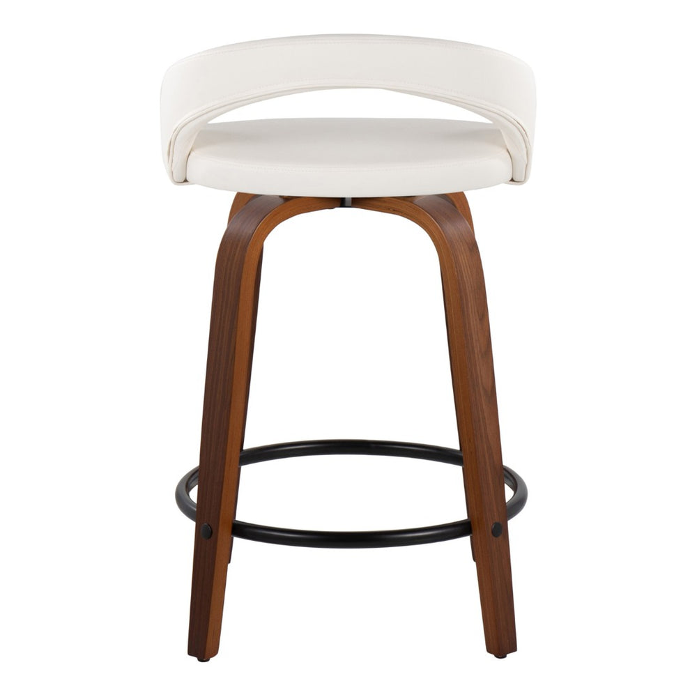 English Elm Fixed-height Swivel Counterstools Walnut Legs Faux Leather Seats Kitchen Island Set B202S01752