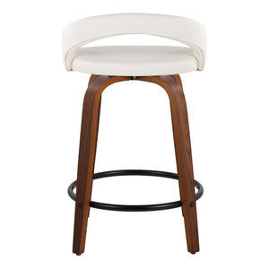 English Elm Fixed-height Swivel Counterstools Walnut Legs Faux Leather Seats Kitchen Island Set B202S01752