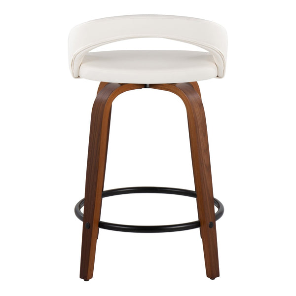 English Elm Fixed-height Swivel Counterstools Walnut Legs Faux Leather Seats Kitchen Island Set B202S01752