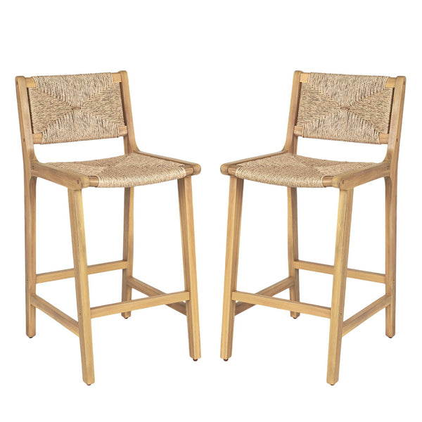 English Elm Christopher Knight Home® - Acacia Wood Outdoor Armless Barstool Set Of 2 - Light Teak Finish For Stylish Patio Seating N772P265278L