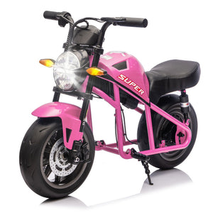 English Elm 24v300w Kids Electric Muscle Motorcycle with Dual Suspension Wide Eva Tires and Twist Throttle Pink W1578P382508