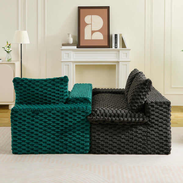 English Elm Luxury Color-Block Turtle Velvet Sofa - Versatile & Stylish Seating For Cozy Living Room Gatherings W3371S00052