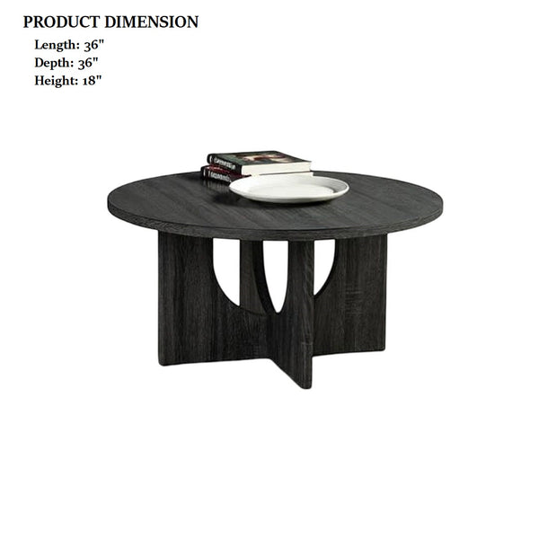 English Elm Contemporary 3-Piece Round Table Set: Stylish Coffee & End Tables With Cross-Arch Base In Gray Finish B2741P395102