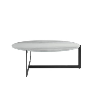 English Elm Krike Industrial Round Coffee Table Tempered Glass Top Steel Cross Leg Living Room Multicolor B2736S00026
