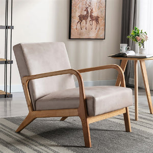 English Elm Classic Mid Century Modern Accent Chair with Espresso Wood Frame, Plush Microfiber Cushioning & Retro Appeal Light Camel B2735P271040
