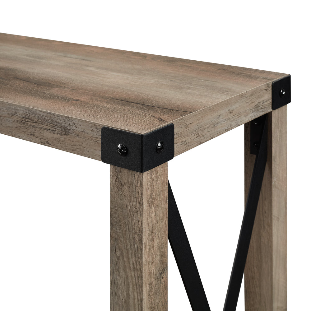 English Elm Walker Edison - Modern Metal-X Entry Table with Lower Shelf — Farmhouse Industrial Accent, Durable MDF Construction Gray Wash 51 L x 15 W x 6 H B185P169284