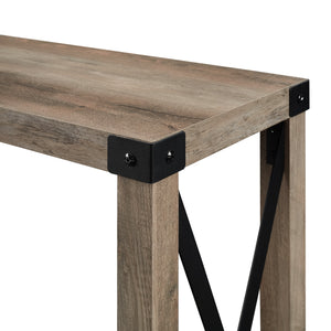 English Elm Walker Edison - Modern Metal-X Entry Table with Lower Shelf — Farmhouse Industrial Accent, Durable MDF Construction Gray Wash 51 L x 15 W x 6 H B185P169284