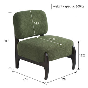 English Elm 26" Boucle Lounge Chair Solid Wood Frame Woven Texture Minimalist Seat for Any Room Green N767P408732D