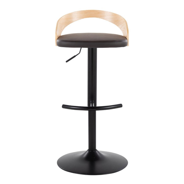 English Elm Adjustable Swivel Barstools Set of 3 Faux Leather Wood Industrial Kitchen Counter B202S02024