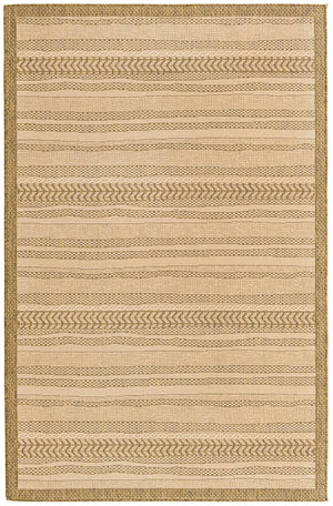 Unique Loom Outdoor Border Lines Machine Made Border Rug Beige, Beige/Brown 5' 3" x 8' 0"