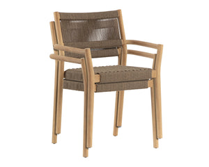 Sunpan Kavala Stackable Dining Armchair Set - Stylish Wood Frame, Comfortable Seating for Modern Homes Natural