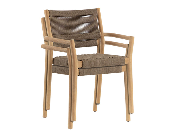 Sunpan Kavala Stackable Dining Armchair Set - Stylish Wood Frame, Comfortable Seating for Modern Homes Natural