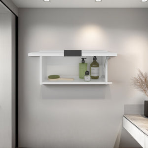 English Elm Nettleton Two Door Wall Cabinet White Finish Vertical Storage for Living Rooms B092P390615