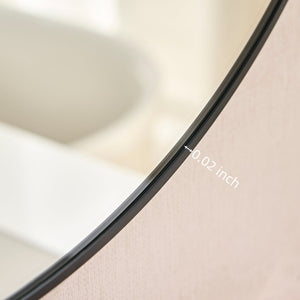 English Elm Wall Mirror 36-Inch Black Circular Metal Framed Design - Modern Floating Glass For Any Room Decor W2091P345038-GIGA