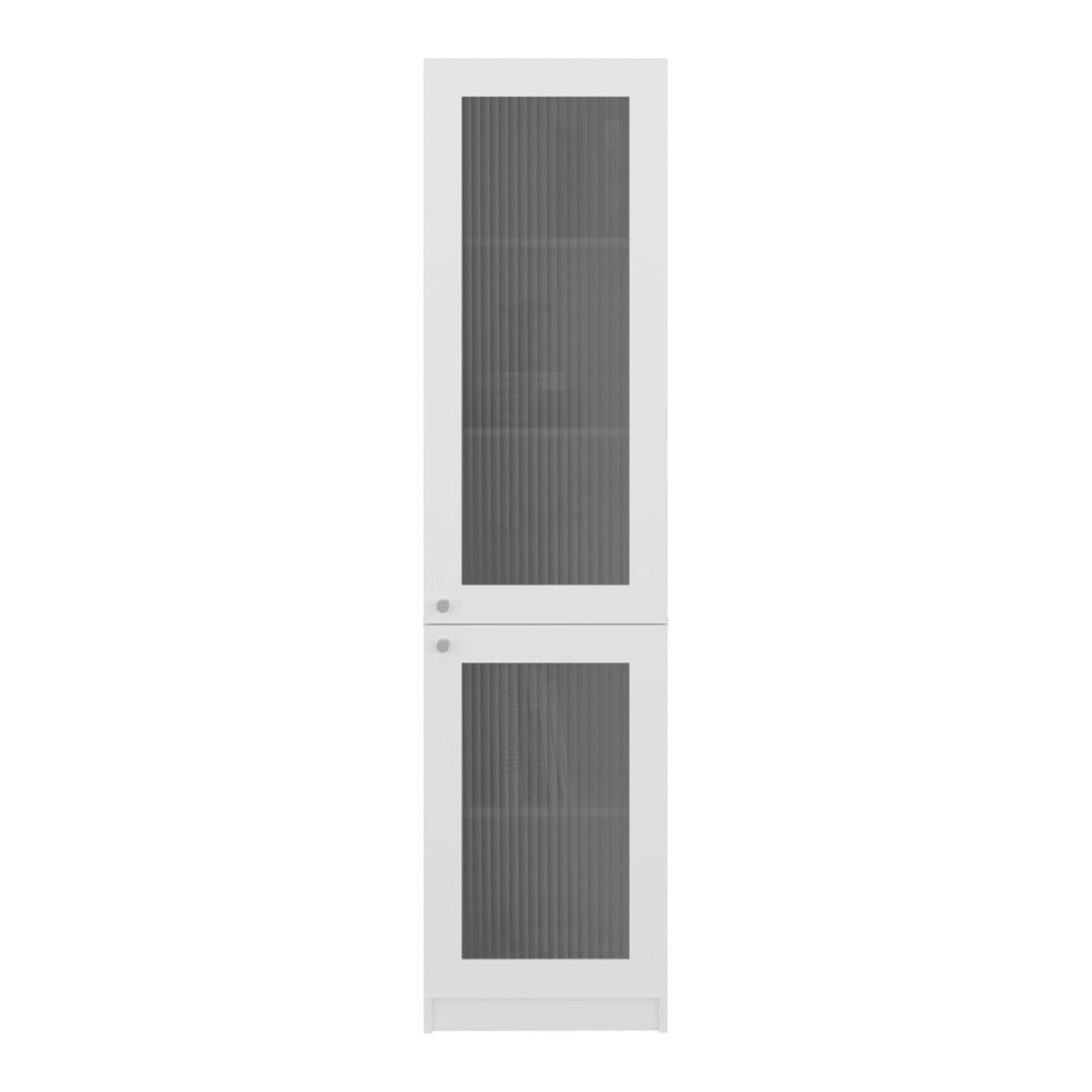 English Elm Home Vertical Freestanding Bookcase with Open Shelving and Enclosed Lower Cabinet White B070P487573