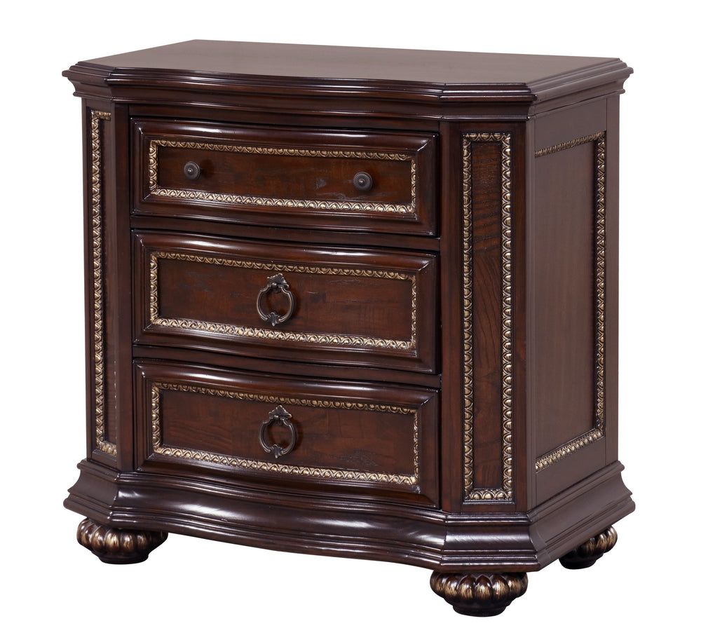 English Elm Paris G09300-N Nightstand Cherry - Rich Cherry Finish, Velvet-Lined Drawer, Wood Veneer Inlay, 32"H B078P301565