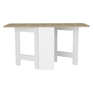 English Elm Folding Expandable Table Converts to 3 Forms — Space-Saving White/Macadamia Engineered Wood, 58.7" B097P221374